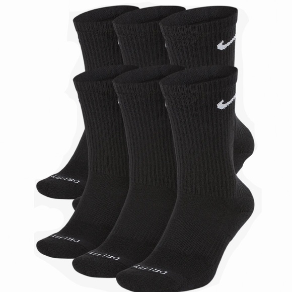 Nike Accessories - Nike Everyday Cotton Crew 6 Black Socks Medium